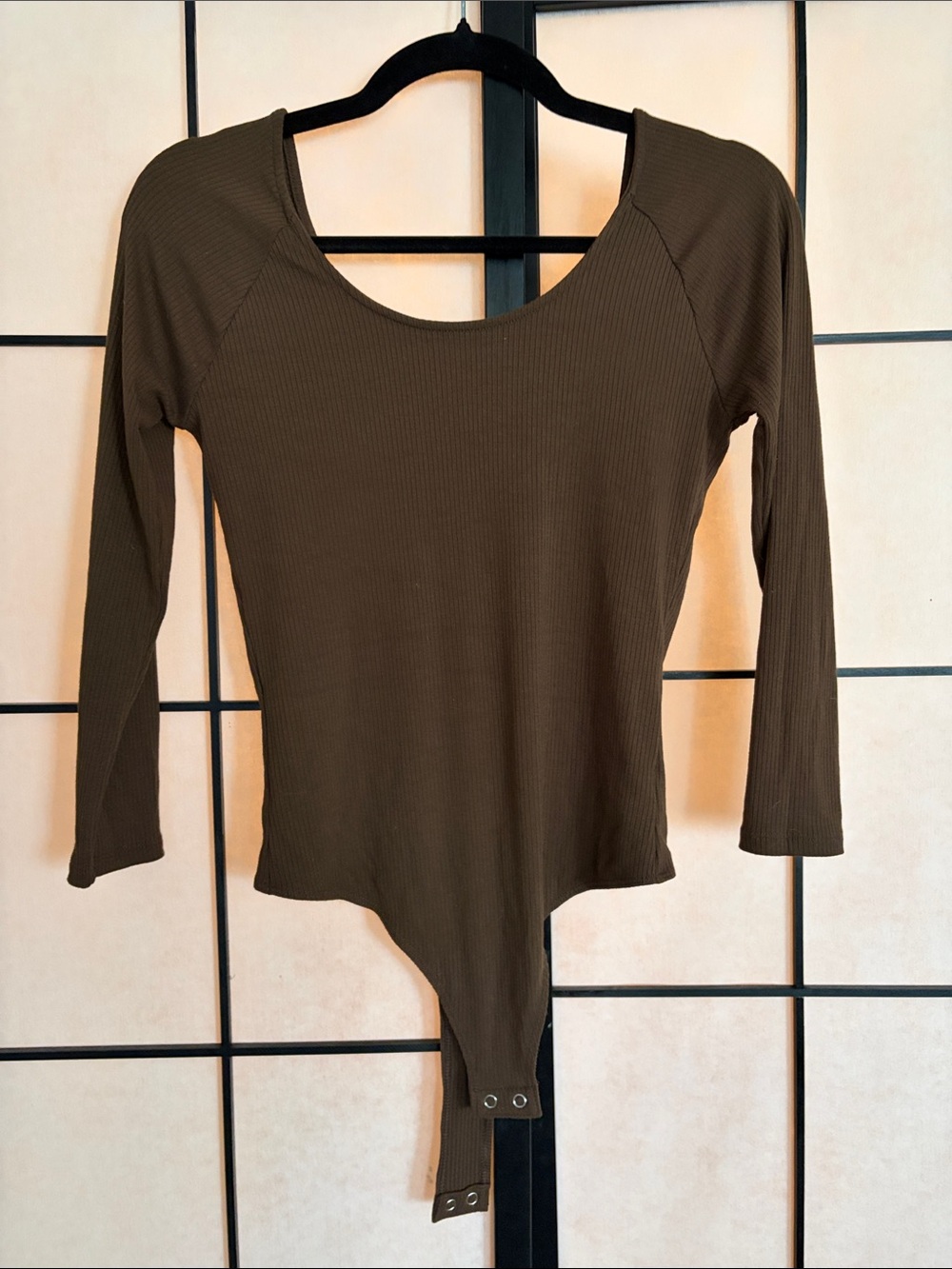 Banana Republic Brown Ribbed Long-Sleeve Bodysuit
